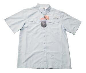Habitat Cool Blue Breakwater Fishing Collared Button Up Short Sleeved Shirt